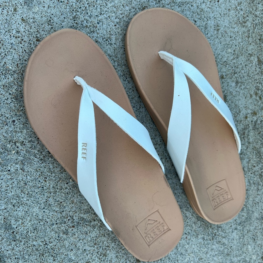 Reef white flip flops